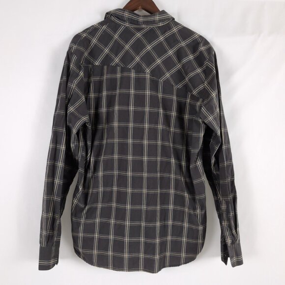 Volcom Men's Gray/Blue/Yellow Button Up Shirt Long Sleeve Box Checker, Large - Picture 2 of 7